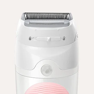 Braun hair removal device showing the trimmer head and adjustable settings.