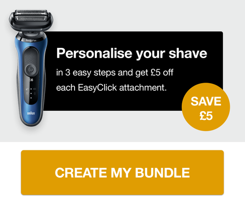 Personalise your shave in 3 easy steps and get £5 off each easy click attachment. Dave £5. Create my bundle.
