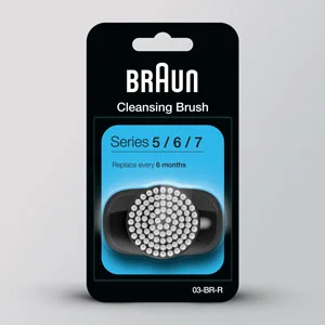Braun Cleansing Brush for Series 5/6/7, replace every 6 months, shown in retail packaging.