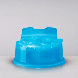 Braun cleaning station refill cartridge in blue.