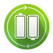 Braun product icon showing two batteries within a circular arrow, representing rechargeable functionality.