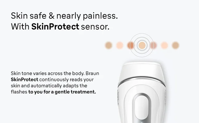 Worry-free with Smart SkinProtect Sensor. Skin tone varies across the body. Our sensor reads your skin, automatically adjusting every flash to you.
