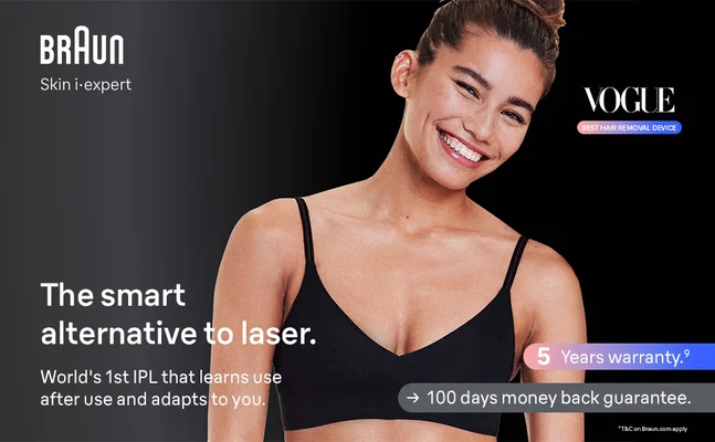 Enjoy the freedom of 2 years of smooth skin with Braun IPL7 (When following recommended regimen, individual results may vary.) With 100 days money back guarantee.Vogue Best Hair Removal Device
