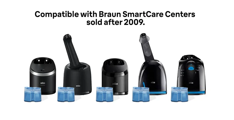 Image of cleaning centers with cartridges. Compatible with Braun SmartCare Centers sold after 2009.