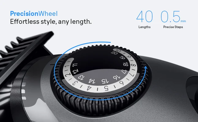 Close-up of built-in dial of adjustable Beard Trimmer Series 3