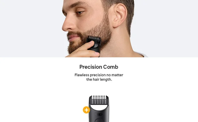 Three images showing different ways to style your beard using the Braun Series 5 Beard Trimmer kit