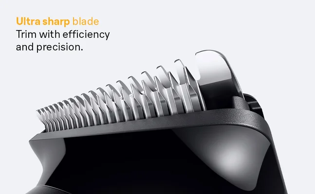 Close-up of Ultra sharp blade of the Braun Series 5 Beard Trimmer