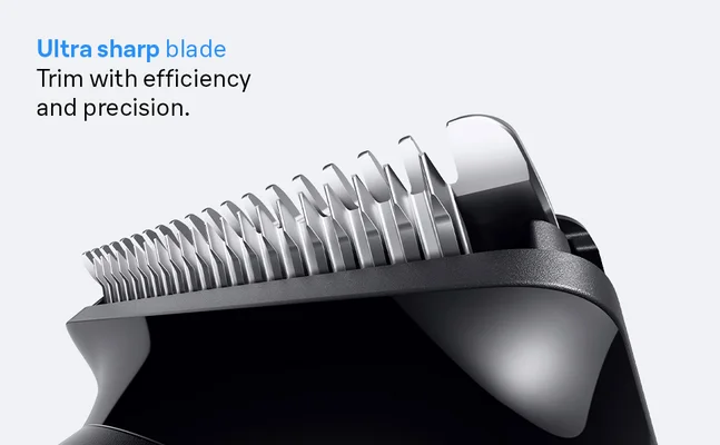 Close-up of Ultra sharp blade of the Braun Series 3 Beard Trimmer