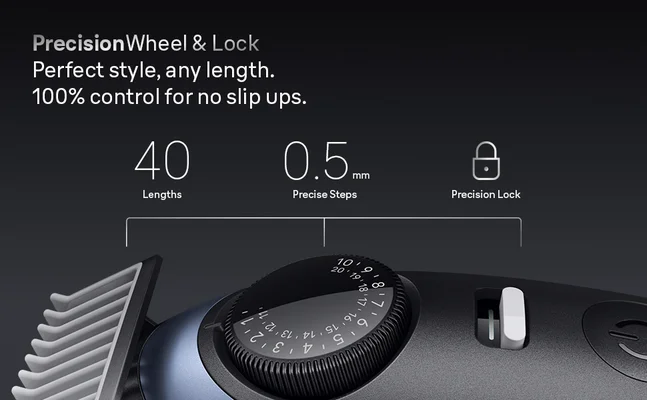 Close-up of built-in dial of adjustable Beard Trimmer Series 7