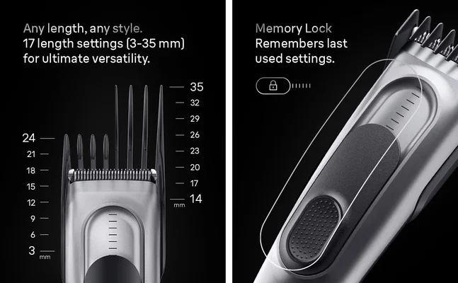 Braun mens hair clippers Series 7 with 17 length settings and Memory Lock