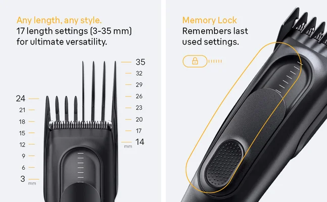 Braun mens hair clippers Series 5 with 17 length settings and Memory Lock