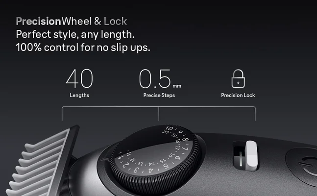 Close-up of built-in dial of adjustable Beard Trimmer Series 7