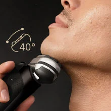 S9 PRO+ Shaver shown with 40° head shaving under the chin.