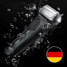 Series 8 Shaver shown with waterproof feature and german flag.
