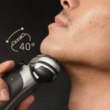 S9 PRO+ Shaver shown with 40° head shaving under the chin.