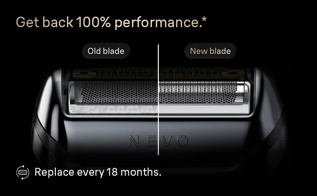 Close up of a old and new blade of the braun NEVO shaver.
