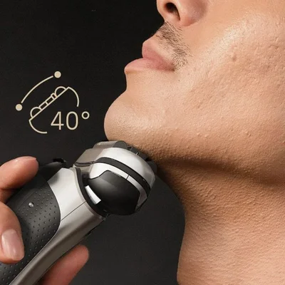 Braun Series 9 PRO+ electric shaver with 40-degree flexible head adapting to facial contours for a close shave.