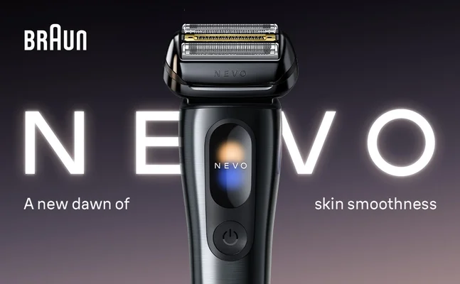 Braun Series 10 NEVO electric shaver with premium foil head, introducing a new era of skin smoothness.