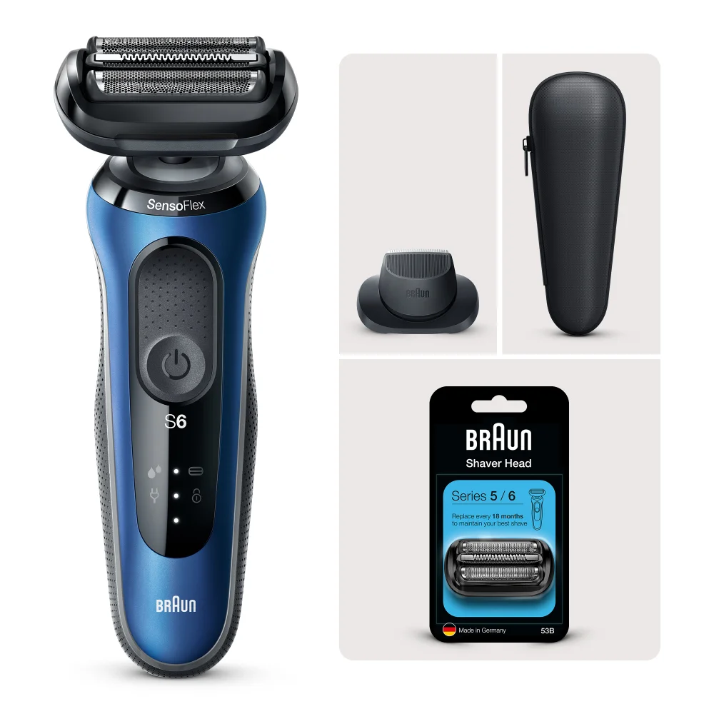 Braun Series 6 60-B1200s Electric Shaver with Head Replacement Bundle Image 1