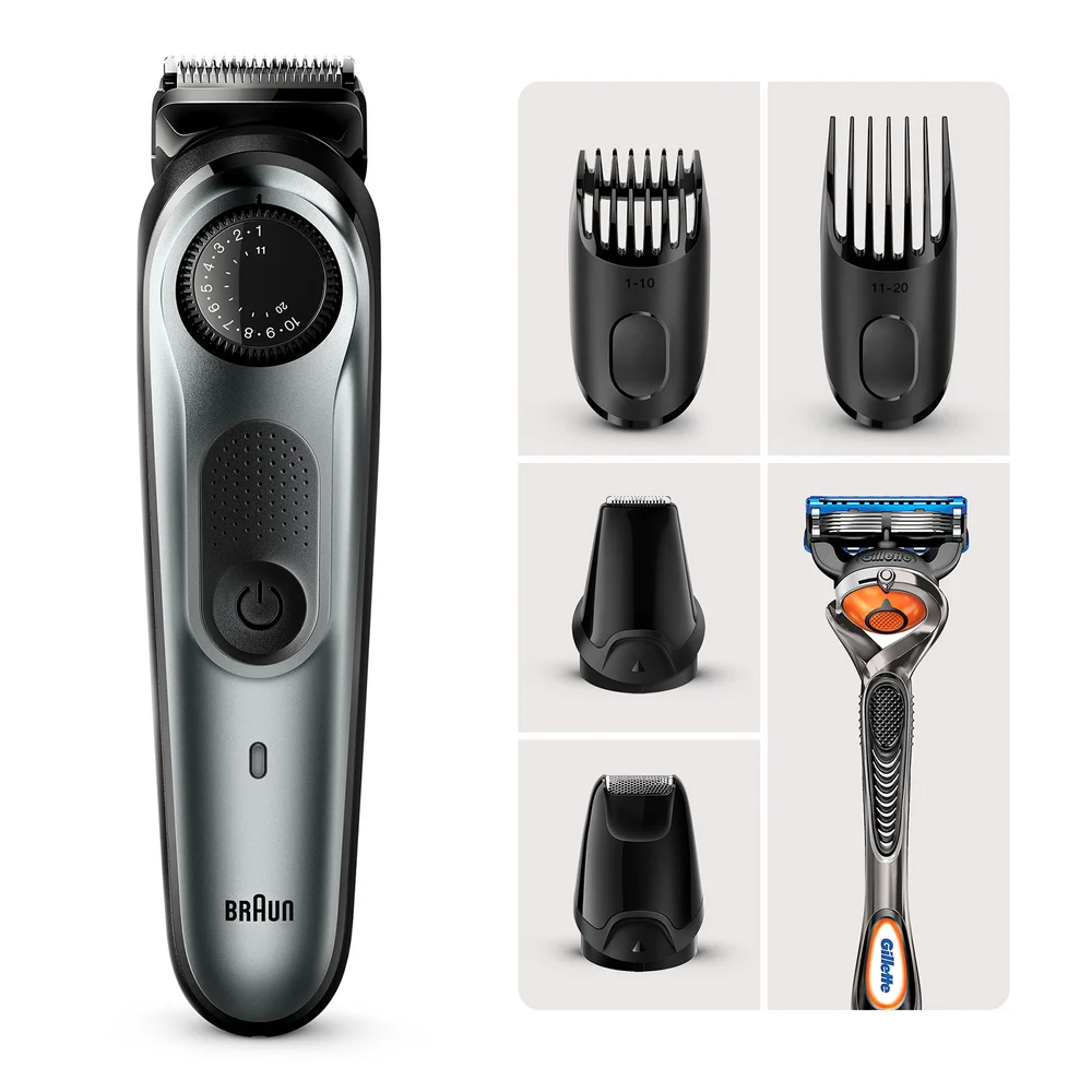 Braun Beard Trimmer 7 with 4 attachments and Gillette Razor Image 1