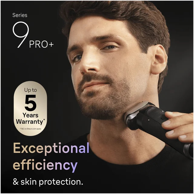 Braun Series 9 Pro+ provides a perfect close shave with skin protection, and up to a 5-year warranty.