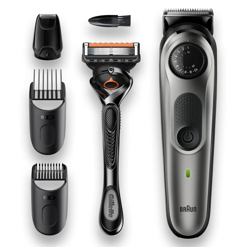 Braun Beard Trimmer 5 with Precision Combs, Mini Foil Shaver and Gillette Razor Image 1