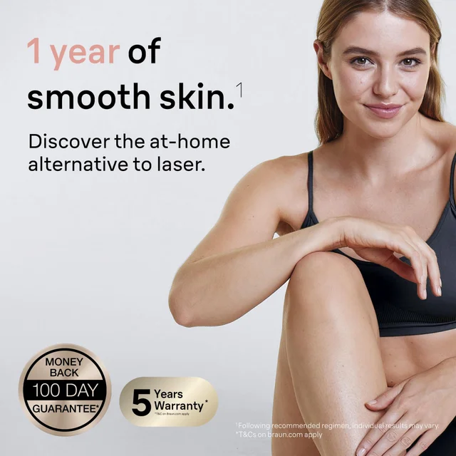 Braun promotes "1 year of smooth skin" as the at-home alternative to laser hair removal.