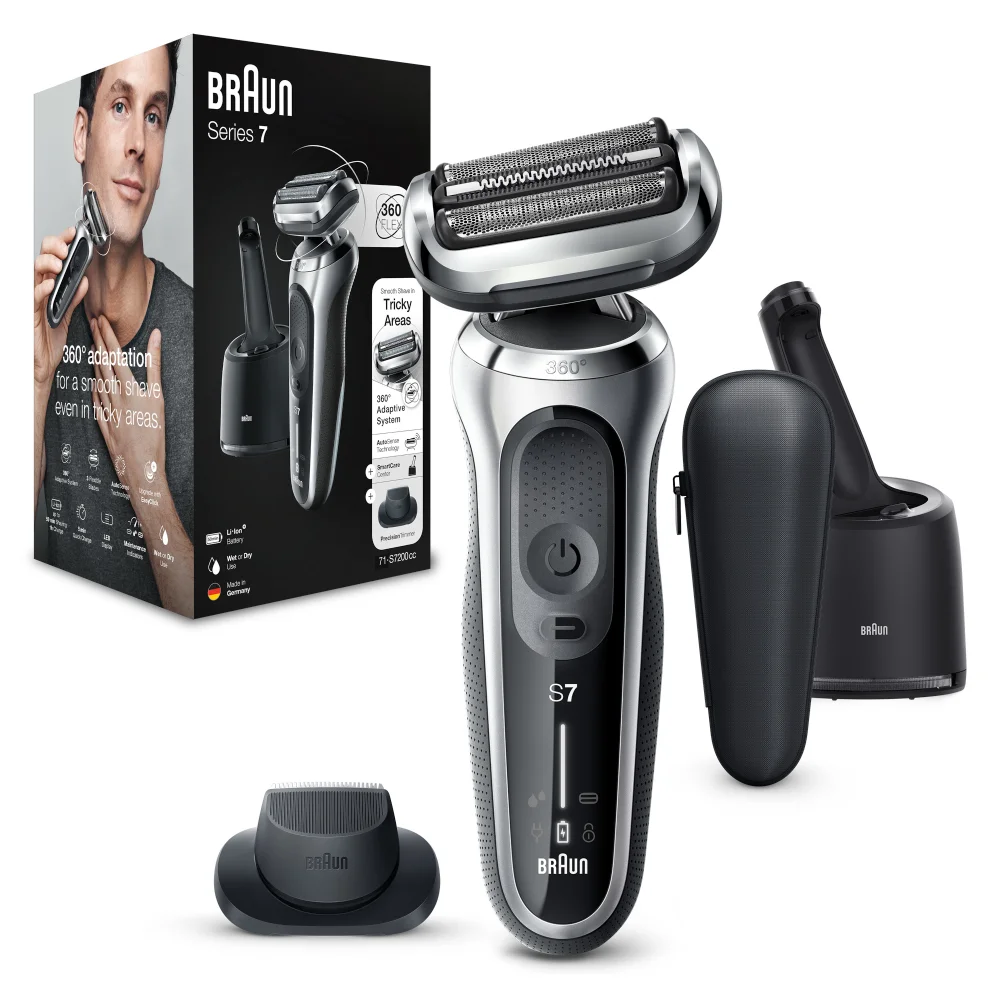 Braun Series 7 71-S7200cc Electric Shaver, SmartCare Center, Silver Image 1