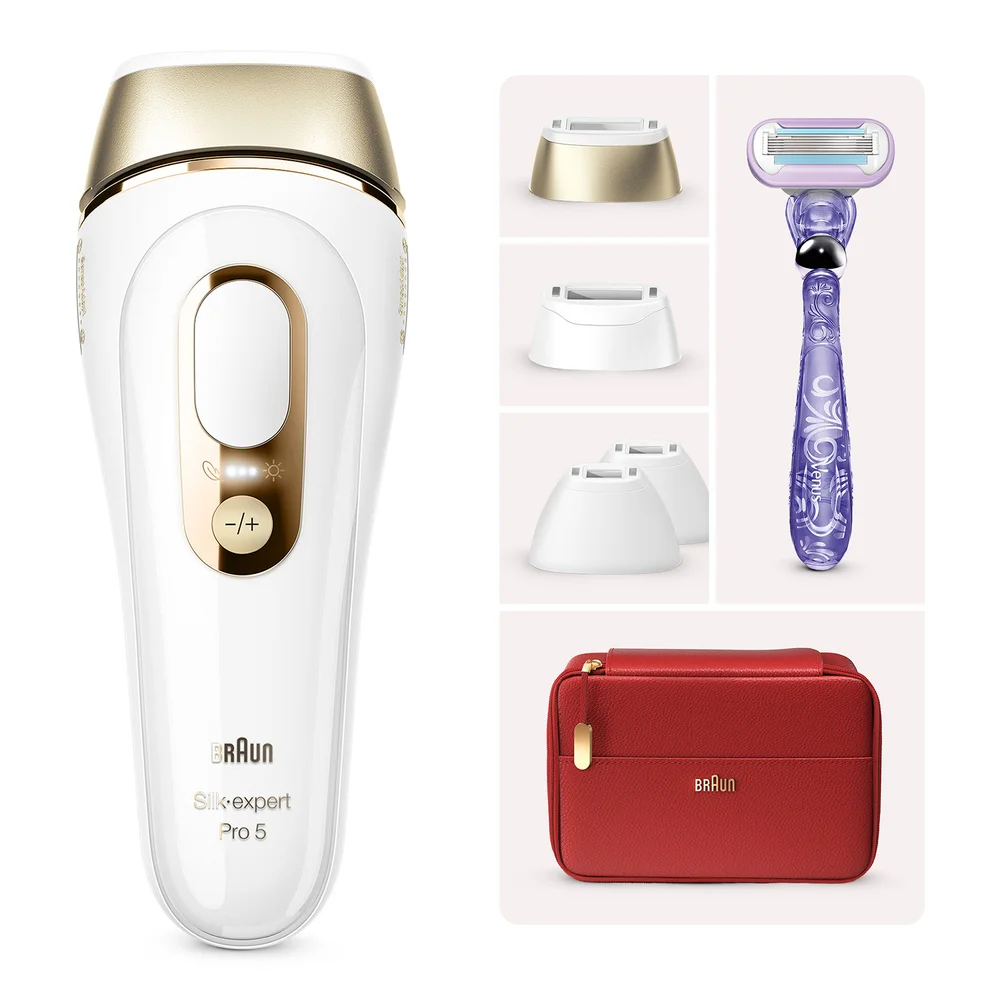 Braun Silk-Expert Pro 5 Pl5387 IPL Hair Removal Device for Women, White/Gold Image 1