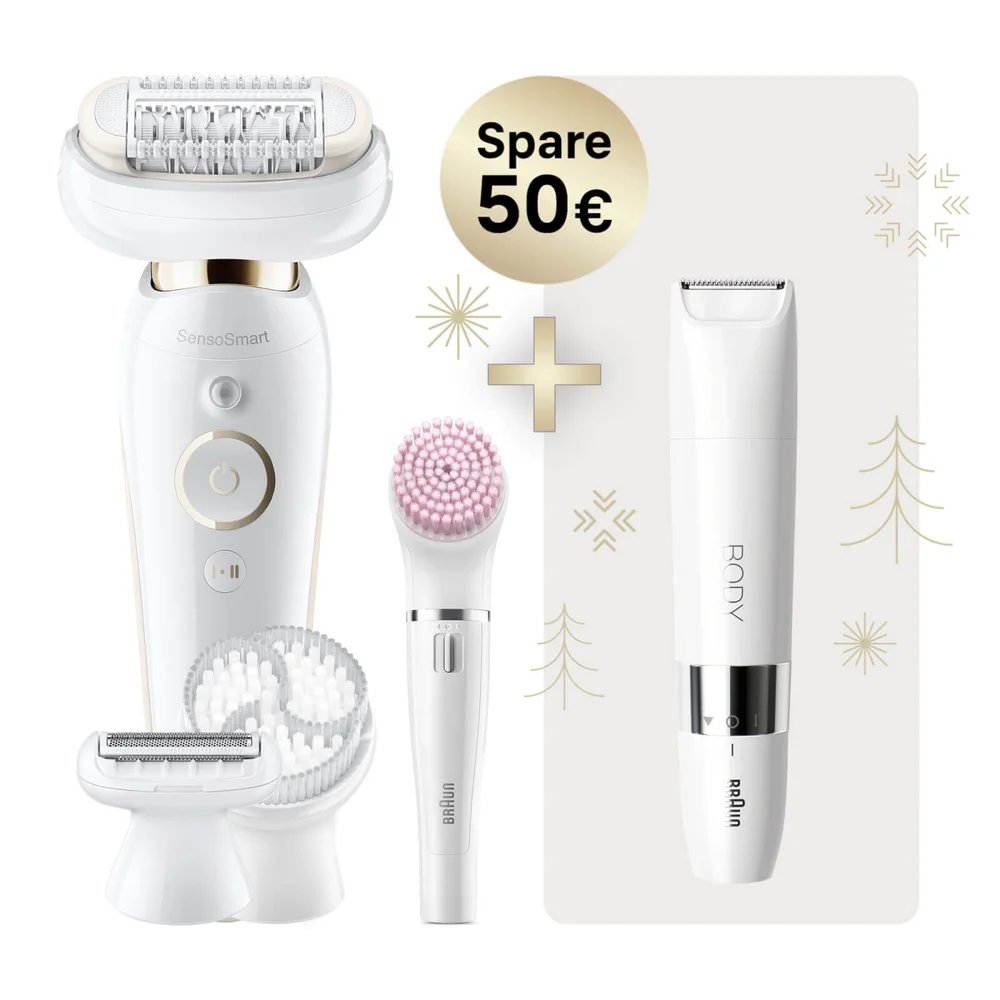 Braun Silk-épil 9 Flex 9100 Beauty Set Epilator with Braun Body Mini Trimmer BS1000 Image 1