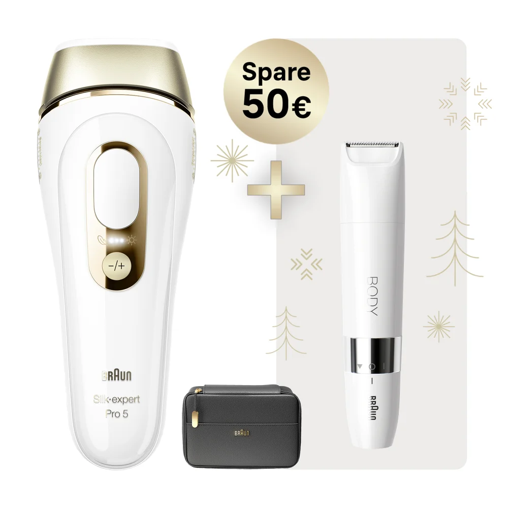 Braun Silk-expert Pro 5 PL5140 IPL Exclusive Christmas gift offer with Braun Body Mini Trimmer BS1000 Image 1
