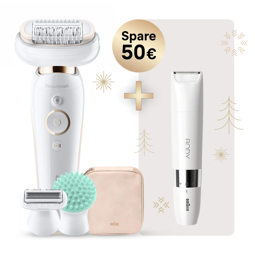 Braun Silk-Epil 9 Flex 9020 Epilator Exclusive Christmas Gift With Braun Body Mini Trimmer BS1000 Image 1