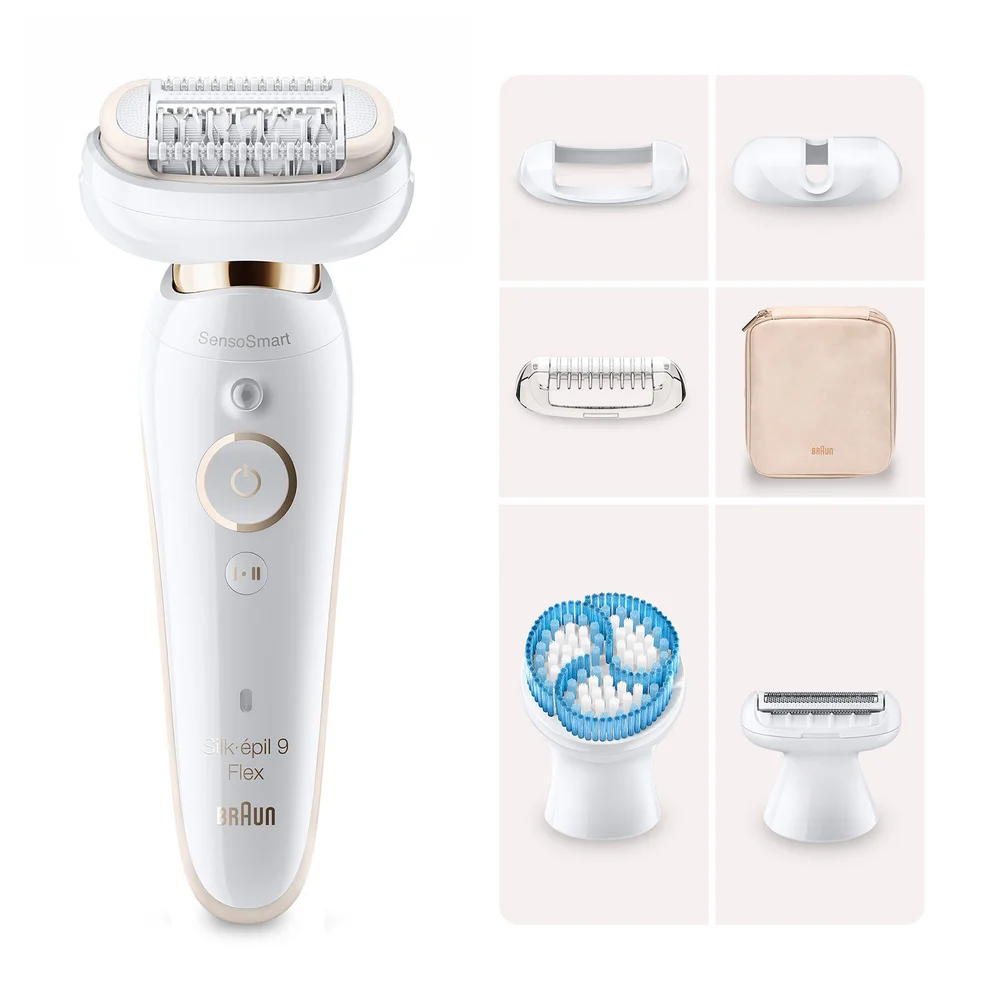 Braun Silk-épil 9 Flex 9-010 - Epilator for Women with Flexible Head for Easier Hair Removal, White/Gold Image 1