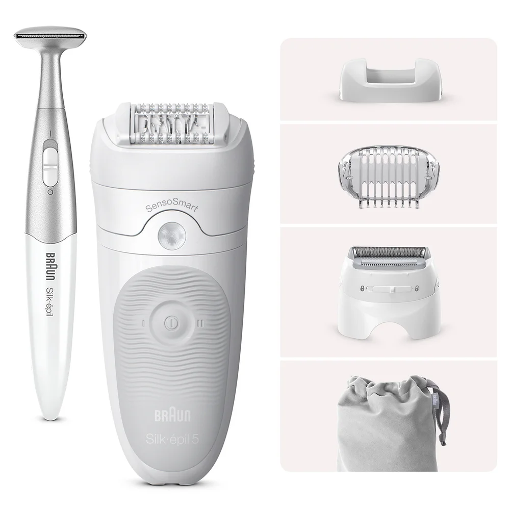 Braun Silk-épil 5 5-805, Epilator for Beginners for Gentle Hair Removal, White/Grey Image 1