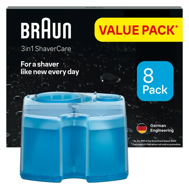 Braun 3in1 ShaverCare Cleaning Cartridges, 8 Pack