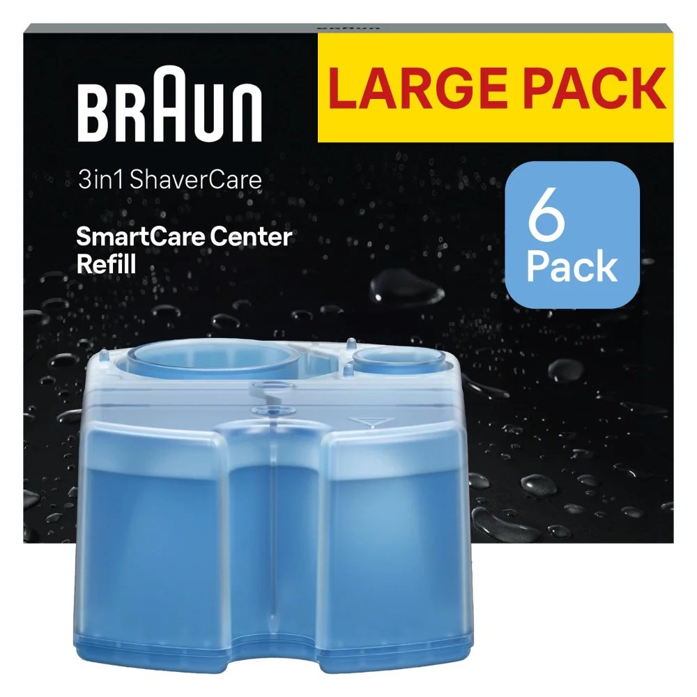 Braun SmartCare Center Refill, highlighting 'LARGE PACK' and '6 Pack' on its box.