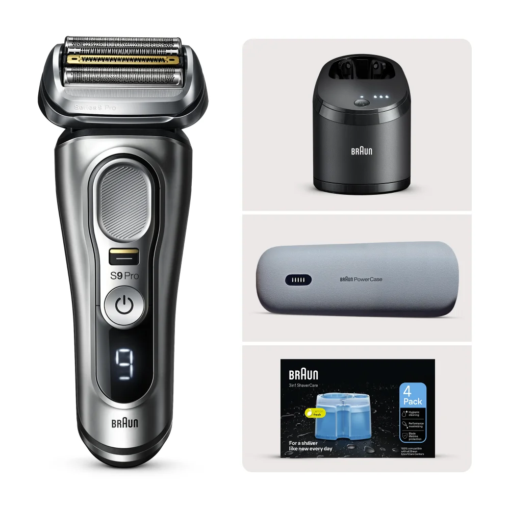 Braun Bundle: Electric Shaver Series 9 PRO+ 9477cc & Cleaning Cartridge Image 1
