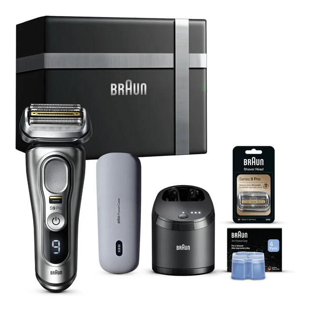 Braun Gift Box: Electric Shaver Series 9 PRO+, Cleaning Cartridge 4 Pack, & 94M Head Replacement