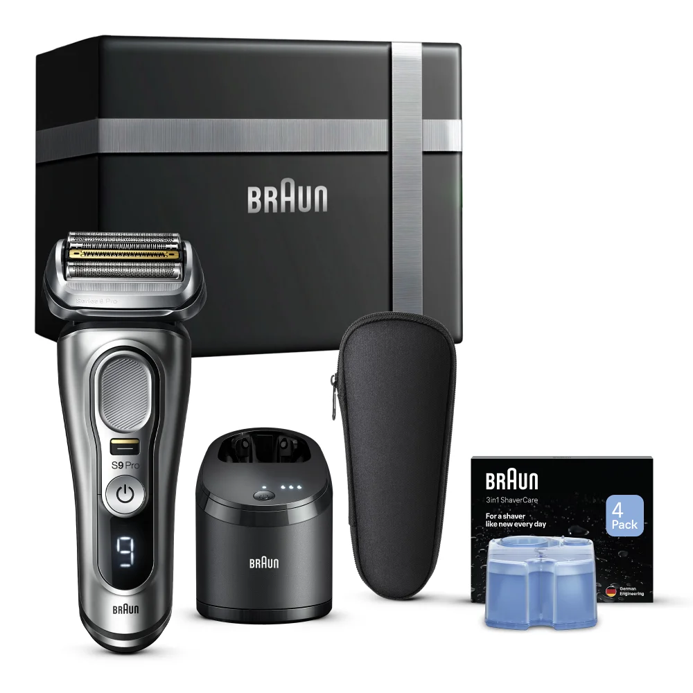 Braun Gift Box: Electric Shaver Series 9 9467cc & 4 Cleaning Cartridges Image 1