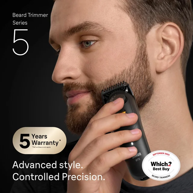 Braun Series 5 Beard Trimmer, highlighting its 'Which? Best Buy' award.