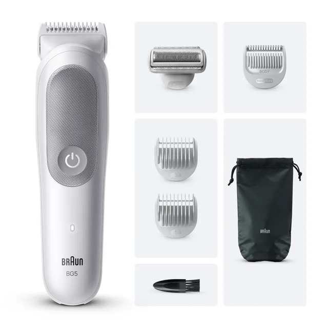 Primary image showing components of Braun Body Groomer BG5550