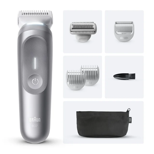 Primary image showing components of Braun Body Groomer BG7550