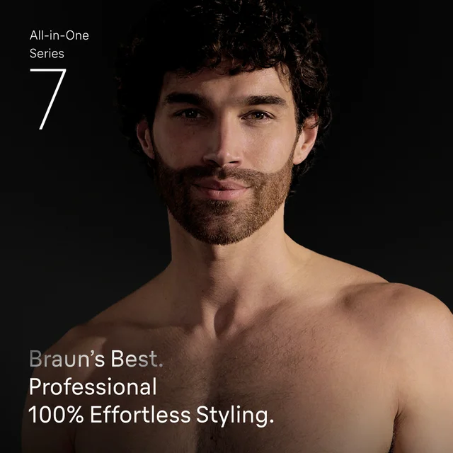 Braun All-in-One Series 7, highlighting 100% effortless styling.