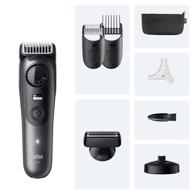 Primary image showing components of Braun Beard Trimmer BT7525