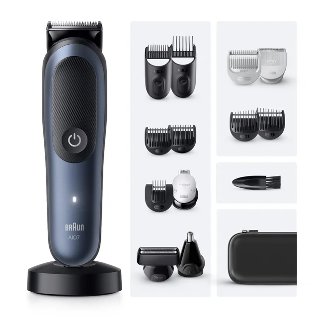 Primary image showing components of Braun All in One Trimmer AIO7580