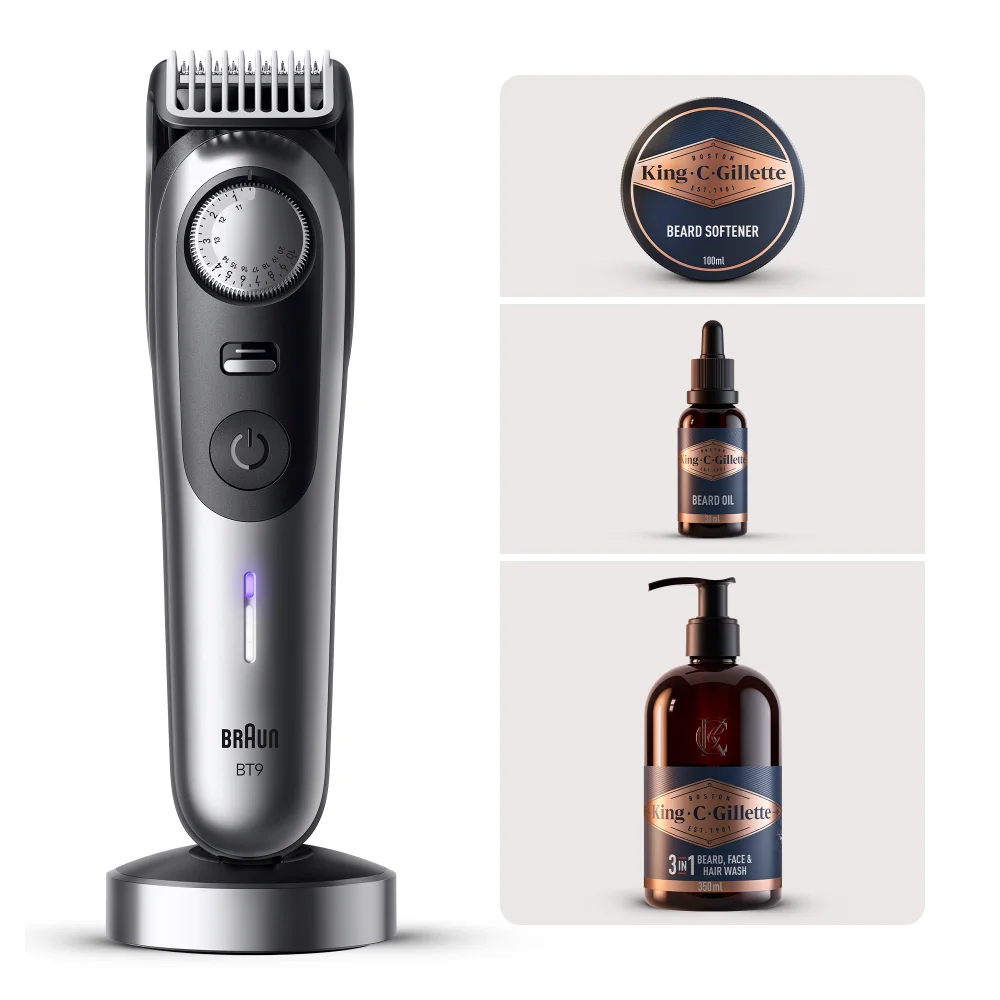 Braun Bundle: Beard Trimmer 9 BT9560 & King C. Gillette Beard Care Image 1