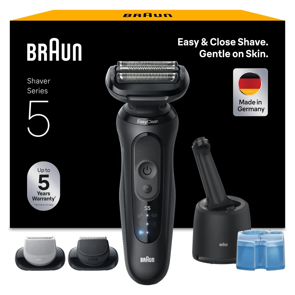 Braun Series 5 52-N7650cce Shaver with SmartCare Center. Box states Easy & Close Shave. Gentle on Skin
