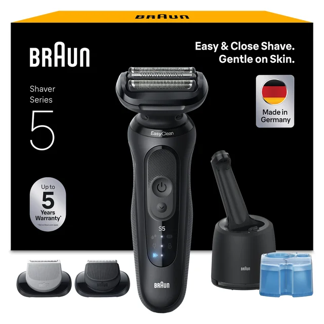 Braun Series 5 52-N7650cce Shaver with SmartCare Center. Box states Easy & Close Shave. Gentle on Skin