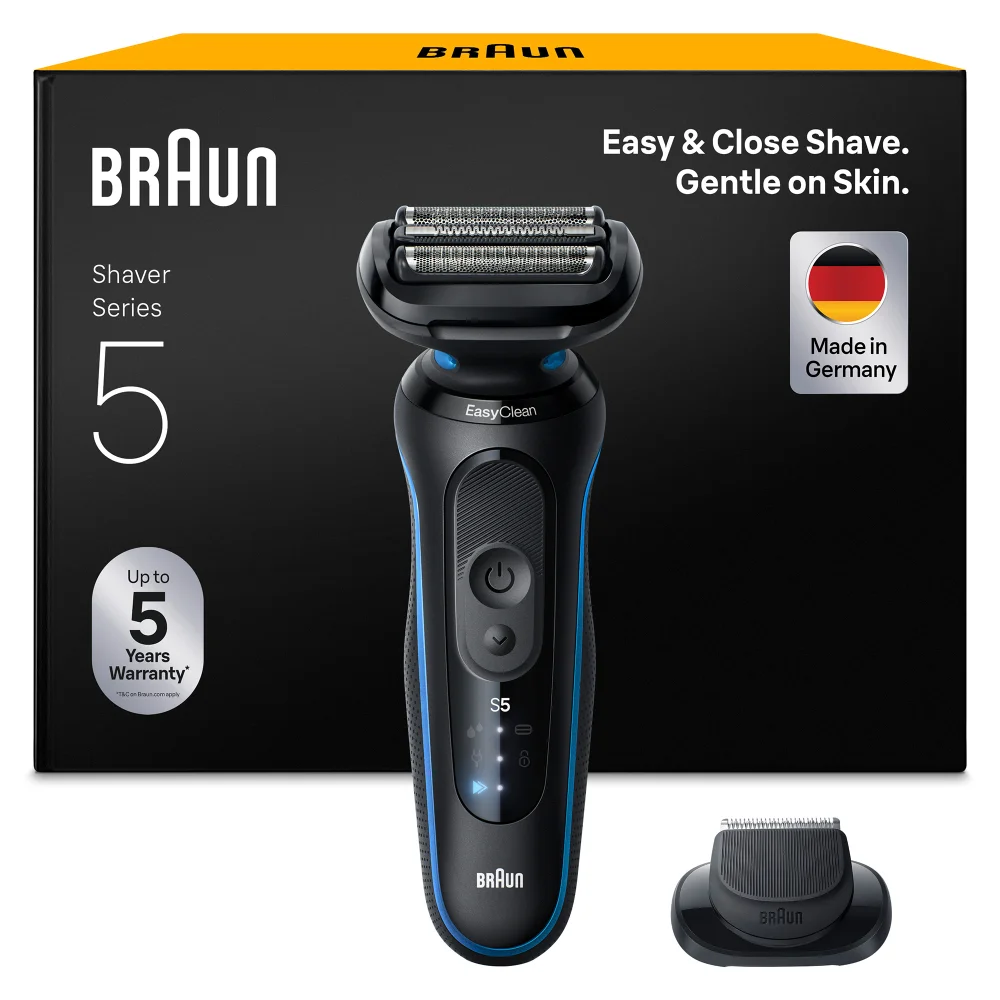 Braun Series 5 52-B1200si Shaver. Box states Easy & Close Shave. Gentle on Skin