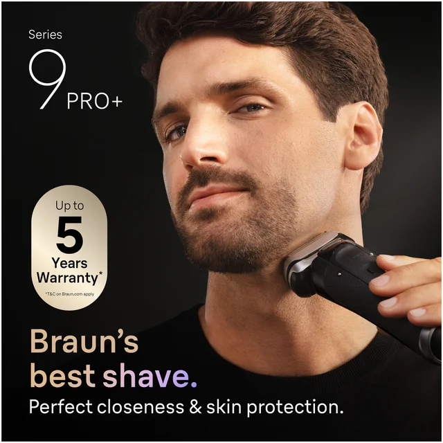 Braun Series 9 Pro+ provides a perfect close shave with skin protection, and up to a 5-year warranty.